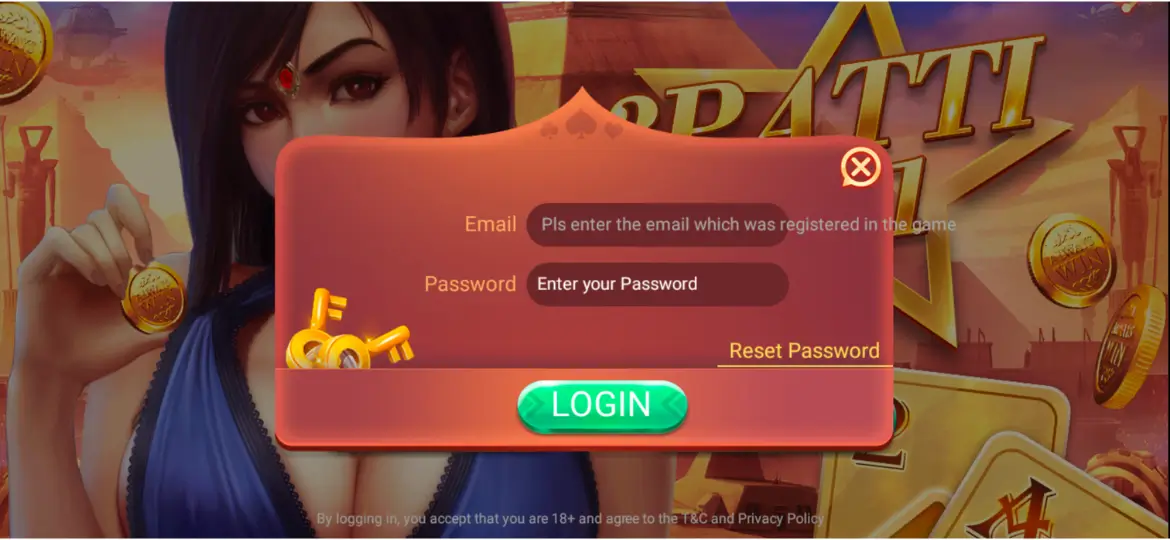 3 Patti No1 Registration and Mobile Phone Login Screen